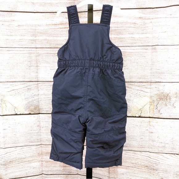 LL Bean Navy Blue Infant Snowsuit Cold Buster Snow Bibs Zip Fleece Lined 6-12M - Picture 4 of 10